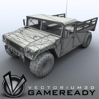 3D Model of Low poly model of HUMVEE with one 1024x1024 diffusion/opacity TGA texture - 3D Render 5